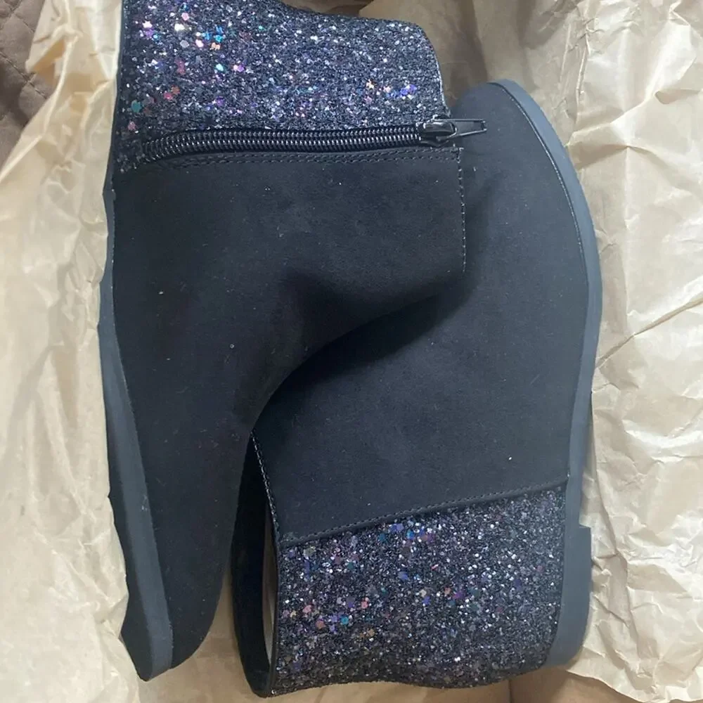 Crewcuts black half glitter boots